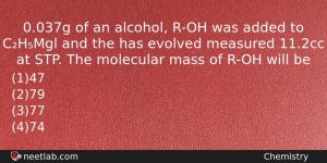 0037g Of An Alcohol Roh Was Added To Chmgl And Chemistry Question