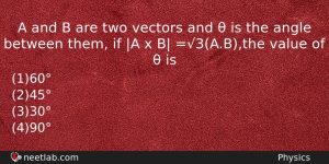 A And B Are Two Vectors And Is The Physics Question