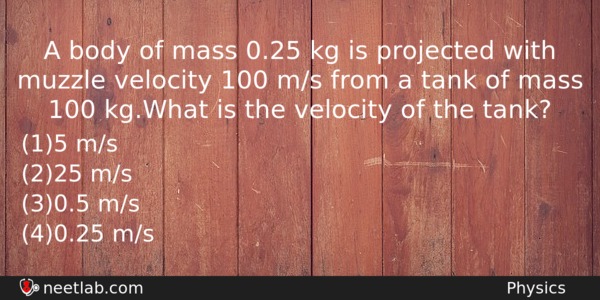 A Body Of Mass 025 Kg Is Projected With Muzzle Physics Question 