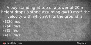 A Boy Standing At Top Of A Tower Of 20 Physics Question