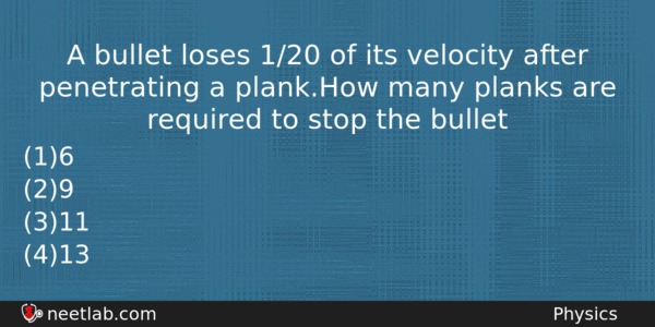 A Bullet Loses 120 Of Its Velocity After Penetrating A Physics Question 