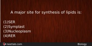 A Major Site For Synthesis Of Lipids Is Biology Question