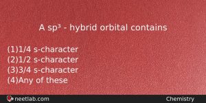 A Sp Hybrid Orbital Contains Chemistry Question