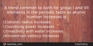 A Trend Common To Both For Group I And Vii Chemistry Question