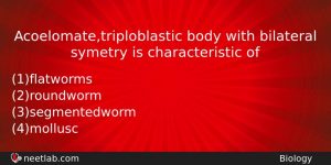 Acoelomatetriploblastic Body With Bilateral Symetry Is Characteristic Of Biology Question