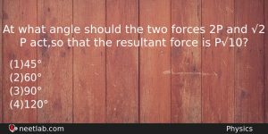 At What Angle Should The Two Forces 2p And 2 Physics Question