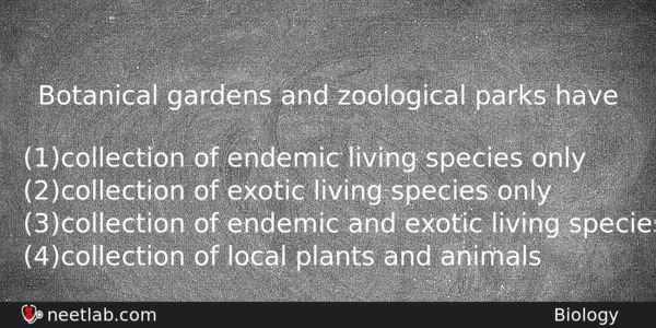 Botanical Gardens And Zoological Parks Have Biology Question 