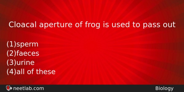 Cloacal Aperture Of Frog Is Used To Pass Out Biology Question 