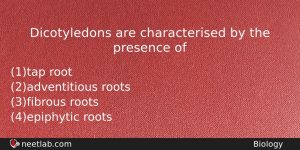 Dicotyledons Are Characterised By The Presence Of Biology Question
