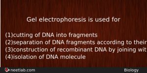 Gel Electrophoresis Is Used For Biology Question