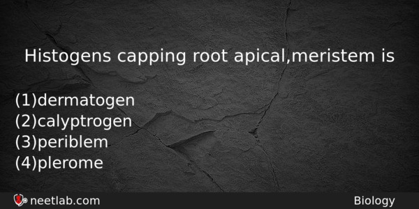 Histogens Capping Root Apicalmeristem Is Biology Question 