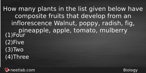 How Many Plants In The List Given Below Have Composite Biology Question 