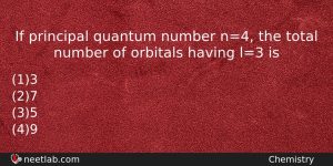 If Principal Quantum Number N4 The Total Number Of Orbitals Chemistry Question