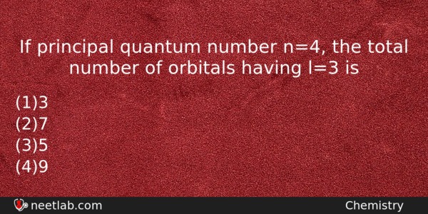 If Principal Quantum Number N4 The Total Number Of Orbitals Chemistry Question 