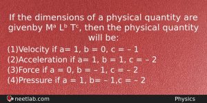 If The Dimensions Of A Physical Quantity Are Givenby M Physics Question
