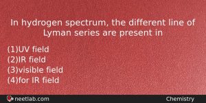 In Hydrogen Spectrum The Different Line Of Lyman Series Are Chemistry Question