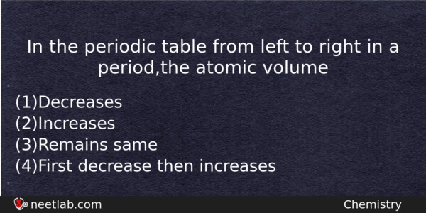 In The Periodic Table From Left To Right In A Chemistry Question 