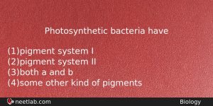 Photosynthetic Bacteria Have Biology Question