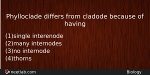 Phylloclade Differs From Cladode Because Of Having Biology Question