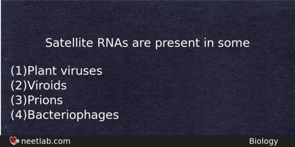 Satellite Rnas Are Present In Some Biology Question 