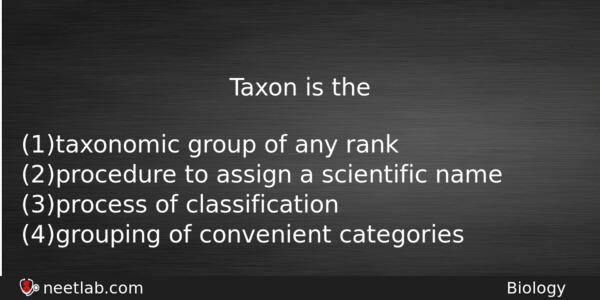 Taxon Is The Biology Question 