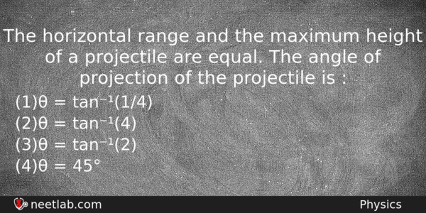 The Horizontal Range And The Maximum Height Of A Projectile Physics Question 