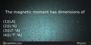The Magnetic Moment Has Dimensions Of Physics Question