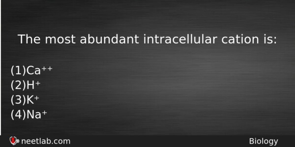 The Most Abundant Intracellular Cation Is Biology Question 