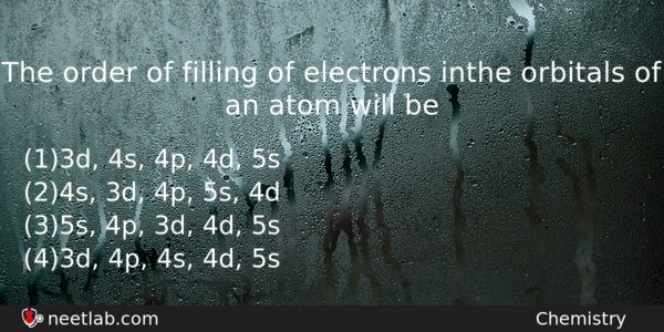 The Order Of Filling Of Electrons Inthe Orbitals Of An Chemistry Question 
