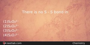 There Is No S S Bond In Chemistry Question