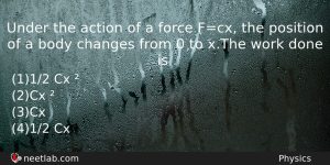 Under The Action Of A Force Fcx The Position Of Physics Question