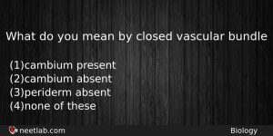 What Do You Mean By Closed Vascular Bundle Biology Question