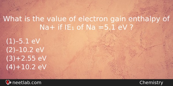 What Is The Value Of Electron Gain Enthalpy Of Na Chemistry Question 