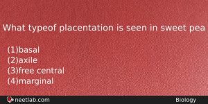 What Typeof Placentation Is Seen In Sweet Pea Biology Question