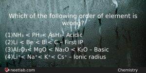 Which Of The Following Order Of Element Is Wrong Chemistry Question