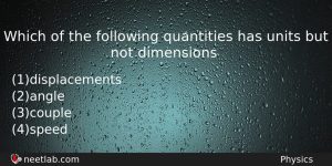 Which Of The Following Quantities Has Units But Not Dimensions Physics Question