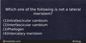 Which One Of The Following Is Not A Lateral Meristem Biology Question