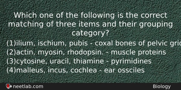 Which One Of The Following Is The Correct Matching Of Biology Question 