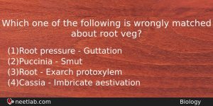 Which One Of The Following Is Wrongly Matched About Root Biology Question