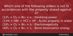 Which One Of The Following Orders Is Not In Accordances Chemistry Question
