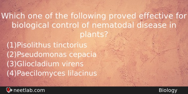 Which One Of The Following Proved Effective For Biological Control Biology Question 