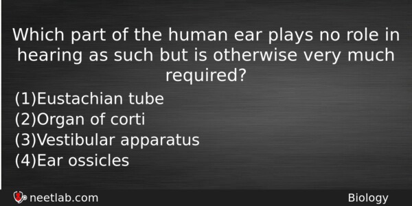 Which Part Of The Human Ear Plays No Role In Biology Question 
