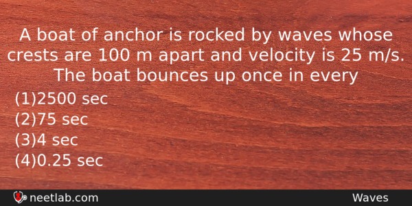 A Boat Of Anchor Is Rocked By Waves Whose Crests Physics Question 