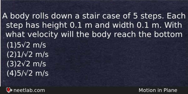 A Body Rolls Down A Stair Case Of 5 Steps Physics Question 