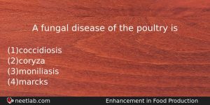 A Fungal Disease Of The Poultry Is Biology Question