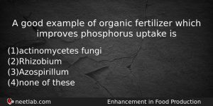 A Good Example Of Organic Fertilizer Which Improves Phosphorus Uptake Biology Question