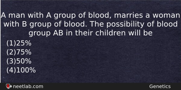 A Man With A Group Of Blood Marries A Woman Question 