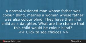 A Normalvisioned Man Whose Father Was Colour Blind Marries A Biology Question