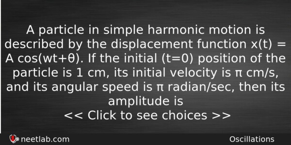A Particle In Simple Harmonic Motion Is Described By The Physics Question 