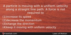 A Particle Is Moving With A Uniform Velocity Along A Physics Question